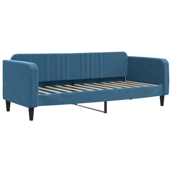 vidaXL Sofa rozsuwana z szufladami, niebieska, 80x200 cm, aksamit