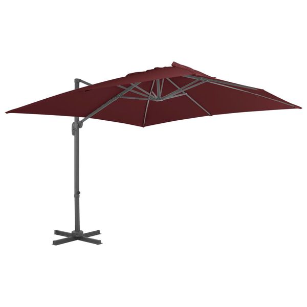 vidaXL Parasol wiszący na aluminiowym słupku, bordowy, 400x300 cm