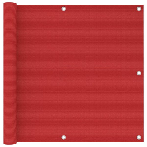 vidaXL Parawan balkonowy, czerwony, 90x600 cm, HDPE