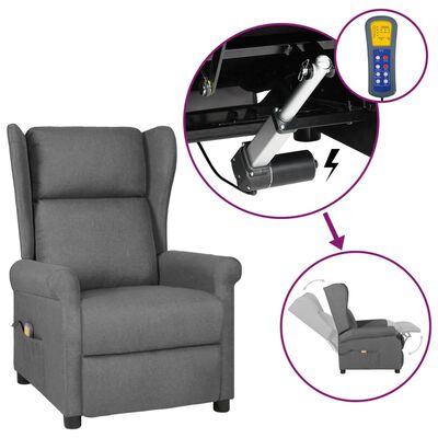 vidaXL Elektryczny fotel uszak, masujący, rozkładany, szara tkanina