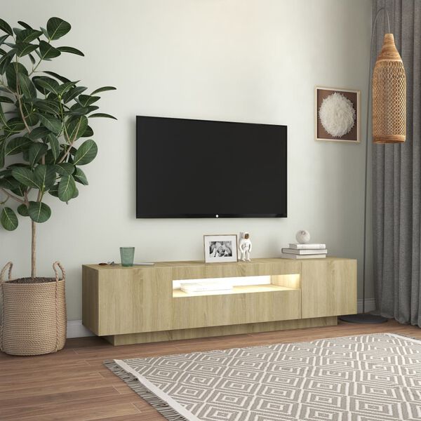 vidaXL Szafka TV z oświetleniem LED, kolor dąb sonoma, 160x35x40 cm