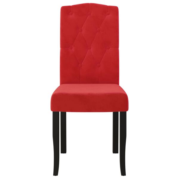 vidaXL Krzesła stołowe, 2 szt., winna czerwień, obite aksamitem
