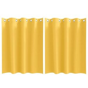 vidaXL Firany blackout z k&oacute;łkami 2 pcs Musztardowy Ż&oacute;łty 140 x 140 cm