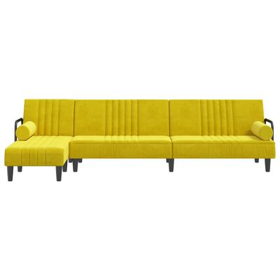 vidaXL Sofa rozkładana L, żółta, 260x140x70 cm, aksamit
