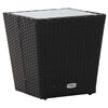 vidaXL Stolik herbaciany, czarny, 41,5x41,5x43 cm, rattan PE i szkło