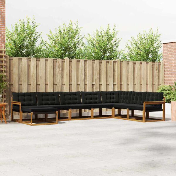 vidaXL Zestaw sof na zewnątrz z poduszką 24 pcs Naturalny i czarny