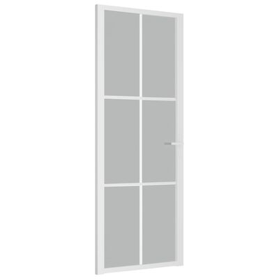 vidaXL Drzwi wewnętrzne, 76x201,5 cm, białe, matowe szkło i aluminium