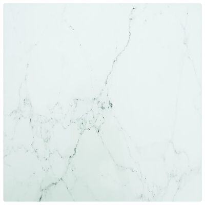 vidaXL Blat stołu, biały, 30x30 cm, 6 mm, szkło ze wzorem marmuru
