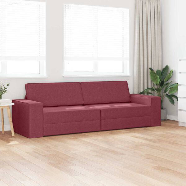 vidaXL Sofa Bed 200cm Czerwone wino tkanina