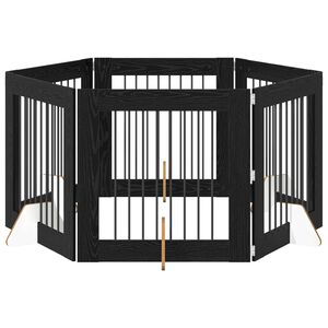 vidaXL Bramka dla ps&oacute;w z podp&oacute;rkami 6 pcs Czarny dąb 80 x 80 cm