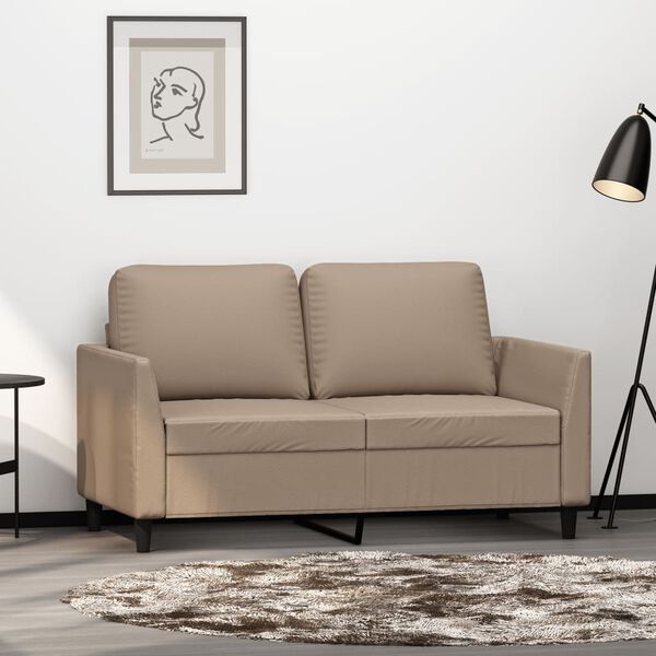 vidaXL 2-osobowa sofa, kolor cappuccino, 120 cm, sztuczna sk&oacute;ra