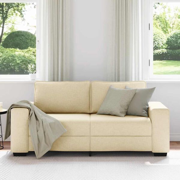 vidaXL Sofa 2-osobowa, kremowa, 140 cm, tkaniną