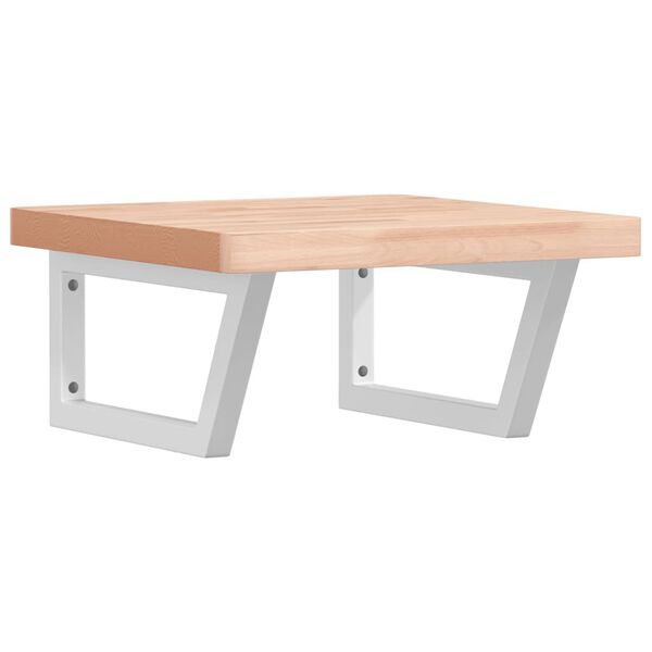 vidaXL P&oacute;łka ścienna pod umywalkę, stal i lite drewno bukowe