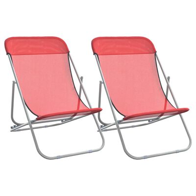 vidaXL Składane krzesła plażowe, 2 szt., czerwone, Textilene i stal
