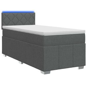 vidaXL Ł&oacute;żko kontynentalne z materacem ciemnoszary 80 x 200 cm tkanina