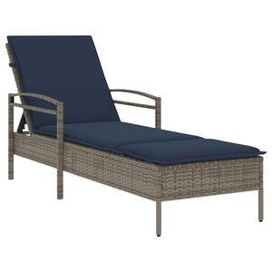 vidaXL Leżak z poduszką Szary 63x200x81 cm Polirattan
