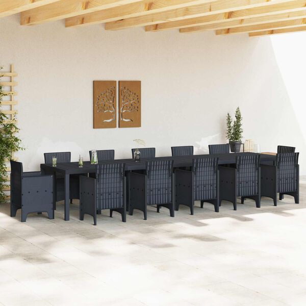 vidaXL St&oacute;ł Ogrodowy Antracyt 400 x 100 x 73 cm polirattan