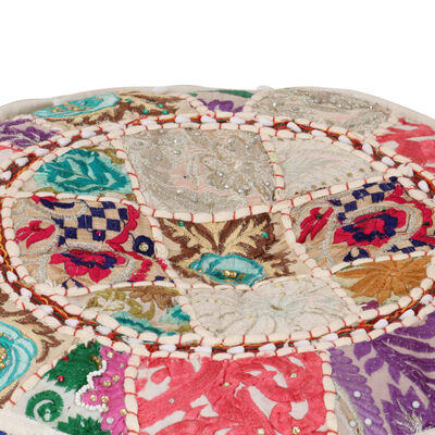 vidaXL Okrągły puf patchworkowy, ręcznie robiony, 40 x 20 cm, beżowy