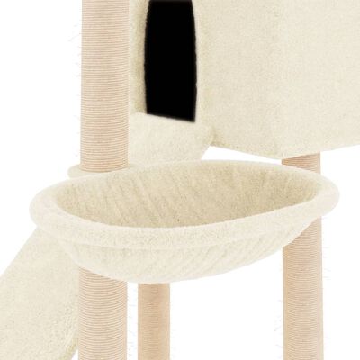 vidaXL Drapak dla kota z sizalowymi słupkami, kremowy, 153 cm