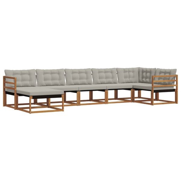 vidaXL Zestaw sof na zewnątrz z poduszką 7 pcs Naturalny i Jasny Szary