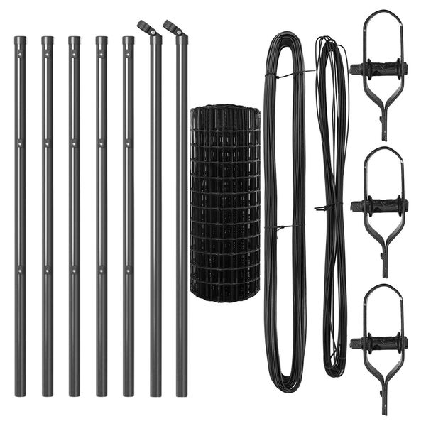 vidaXL Ogrodzenie z słupkiem Szary 0,4 x 10 m Stal i PVC