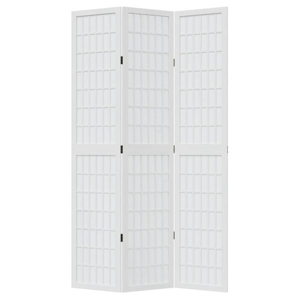 vidaXL Parawan pokojowy, 3-panelowy, biały, lite drewno paulowni