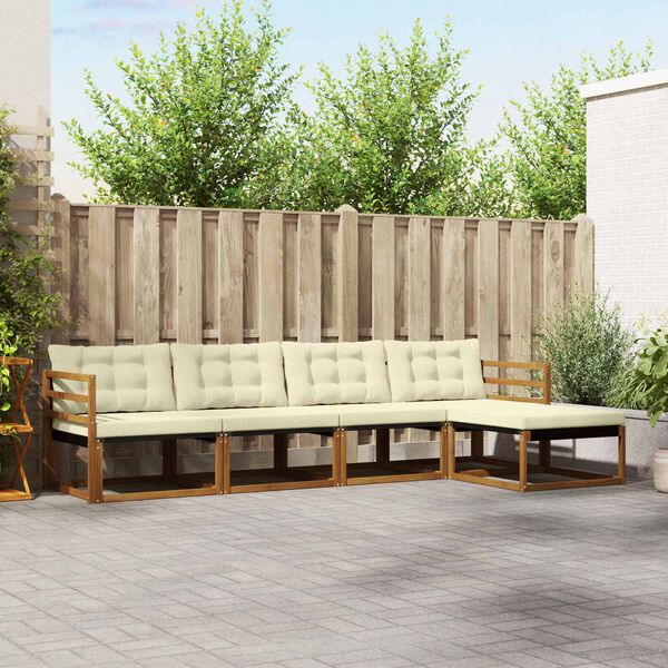 vidaXL Zestaw sof na zewnątrz z poduszką 5 pcs Naturalny i Kremowy