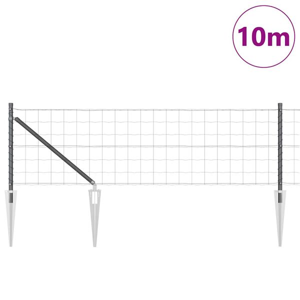 vidaXL Ogrodzenie z słupkiem Szary 0,6 x 10 m Stal i PVC