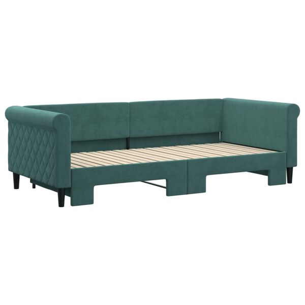 vidaXL Sofa rozsuwana, ciemnozielona, 90x200 cm, aksamit