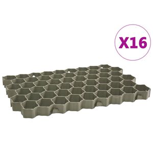 vidaXL Kratki trawnikowe, 16 szt., zielone, 60x40x3 cm, plastik