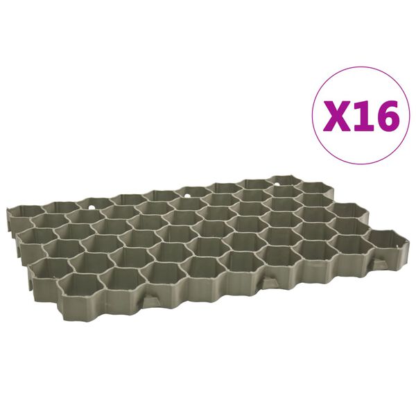 vidaXL Kratki trawnikowe, 16 szt., zielone, 60x40x3 cm, plastik