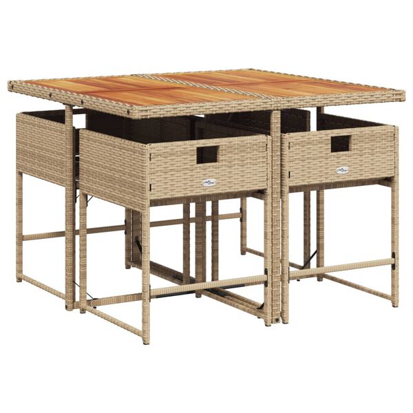 vidaXL 5-cz. zestaw mebli ogrodowych z poduszkami, beżowy, polirattan