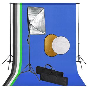 vidaXL Zestaw studyjny z lampą softbox, tłami i blendami