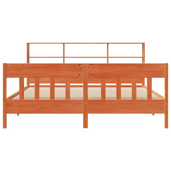 vidaXL Rama łóżka bez materaca, woskowy brąz, 180x200 cm, lita sosna