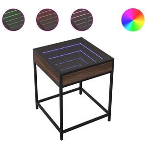 vidaXL Stolik kawowy z LED Infinity, brązowy dąb, 40x40x51 cm