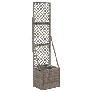 vidaXL Donica ogrodowa z trellem Szary 35 x 30 x 135 cm polirattan