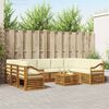 vidaXL Zestawy sof 10 pcs Naturalny i Kremowy Lite Drewno Akacji