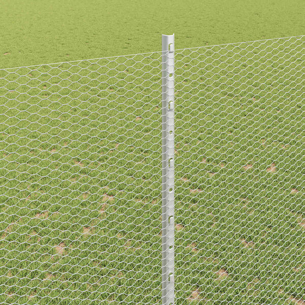 vidaXL Ogrodzenie z słupkiem Srebrny 1,6 x 10 m Stal