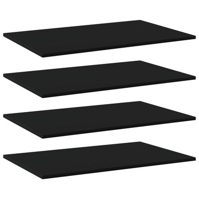 vidaXL Półki na książki, 4 szt., czarne, 80x50x1,5 cm, płyta wiórowa