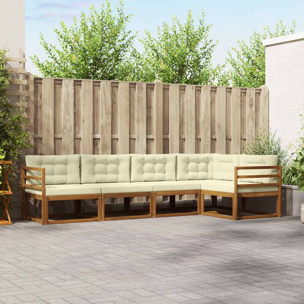 vidaXL Zestaw sof na zewnątrz z poduszką 5 pcs Naturalny i Kremowy