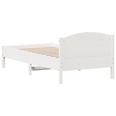 vidaXL Rama łóżka z wezgłowiem, biała, 90x190 cm, lite drewno sosnowe