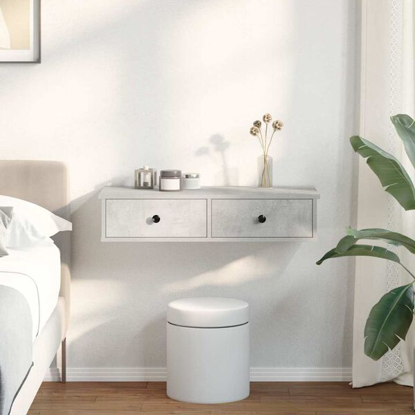 vidaXL Półka ścienna z szufladami, szarość betonu 80x31x17 cm