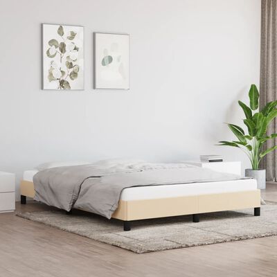 vidaXL Rama łóżka, kremowa, 140x190 cm, obita tkaniną
