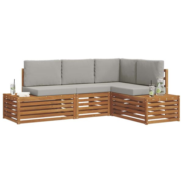 vidaXL Zestawy sof z poduszką 4 Sztuka Naturalny i Jasny Szary