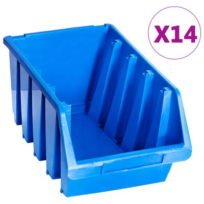 vidaXL Pojemniki sztaplowane, 14 szt., niebieskie, plastikowe