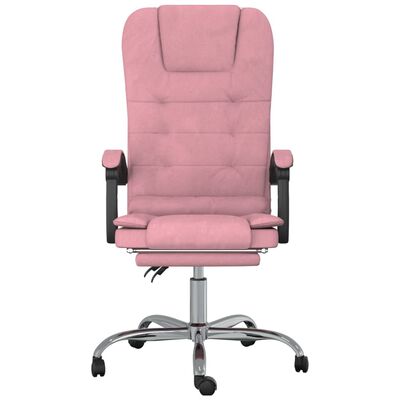 vidaXL Rozkładane, masujące krzesło biurowe, różowe, aksamit