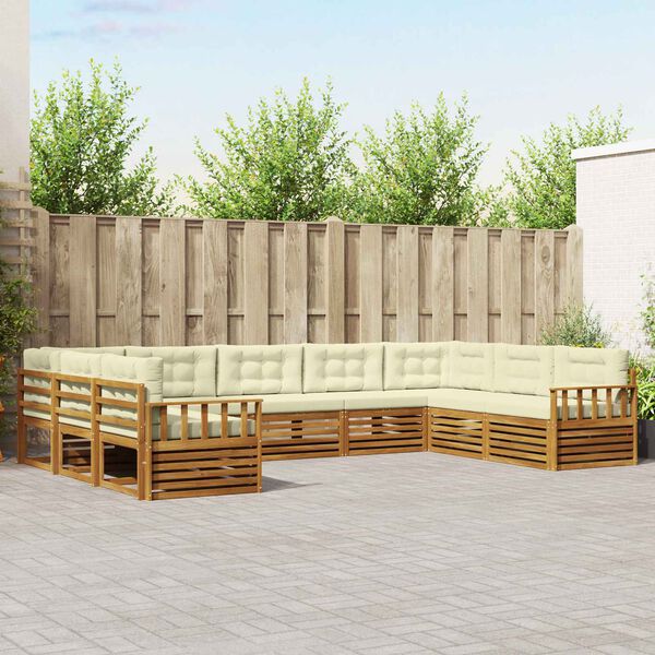 vidaXL Zestaw sof na zewnątrz z poduszką 9 pcs Naturalny i Kremowy