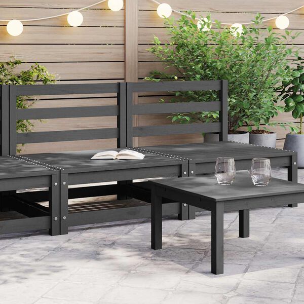 vidaXL Ogrodowe siedziska środkowe, 2 szt., szare, lite drewno sosnowe