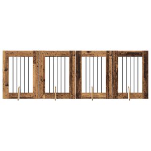 vidaXL Bramka dla ps&oacute;w z podp&oacute;rkami 4 pcs Stare drewno 60 x 80 cm
