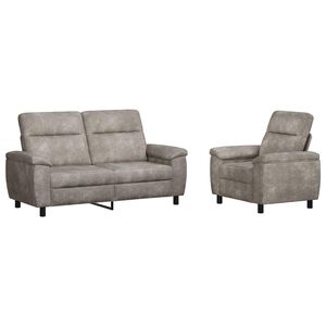 vidaXL Zestaw Sof 2 pcs jasnoszary Sk&oacute;ra zamszowa